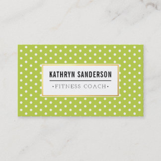 Tarjeta De Visita MODERNO PATTERN oro logo polka dot cool lime verde