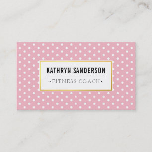 Tarjeta De Visita MODERNO PATTERN oro logo polka punto rosa blanco