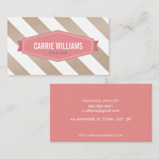 Tarjeta De Visita MODERNO PATTERN rayado coral retro eco Kraft
