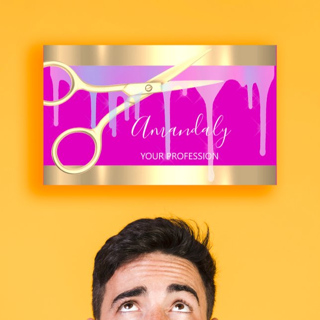 Tarjeta De Visita Moderno Peluquería de peluquería tijeras de café O (Modern Hairdresser Coiffeur Scissors Pink Gold Business Card)