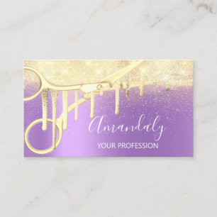 Tarjeta De Visita Moderno Peluquería de peluquería tijeras de oro pú