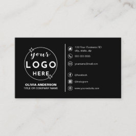 Tarjeta De Visita Moderno Personalizado con logotipo negro simple ic