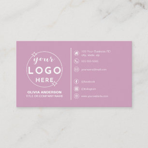 Tarjeta De Visita Moderno Personalizado con logotipo rosa simple ico
