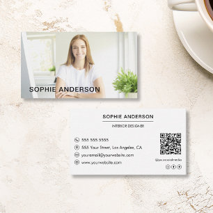 Tarjeta De Visita Moderno Personalizado mínimo foto profesional blan