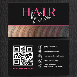 Tarjeta De Visita Moderno Photo QR Code Hair Stylist