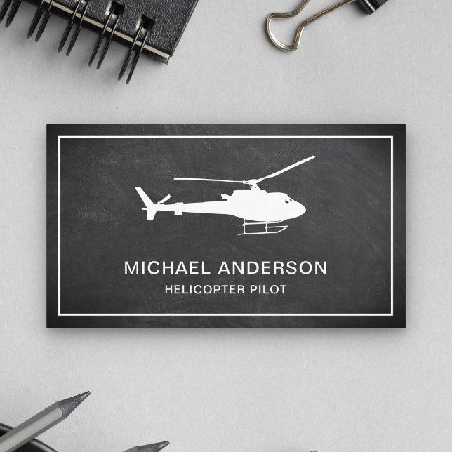 Tarjeta De Visita Moderno piloto de helicópteros de pizarra negra (Subido por el creador)