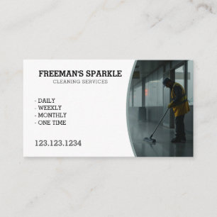 Tarjeta De Visita Moderno piso de corte del Janitor Blanco en instal