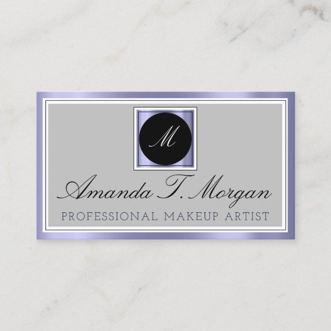 Tarjeta De Visita Moderno planificador de eventos de monograma enmar (Anverso)