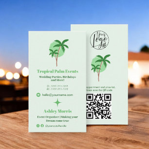 Tarjeta De Visita Moderno planificador de eventos tropicales foto lo