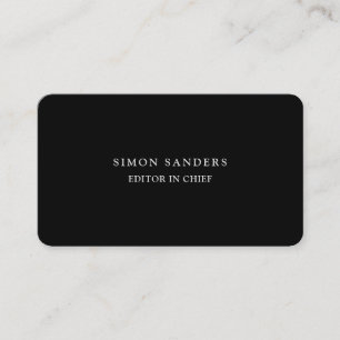 Tarjeta De Visita Moderno Plano Único Minimalista Negro