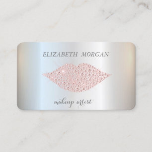 Tarjeta De Visita Moderno, Plata, Artista del Maquillaje, Labios de 