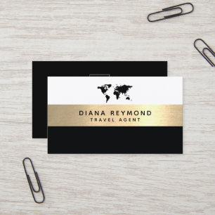Tarjeta De Visita Moderno Pro faux gold stripe Travel Agent