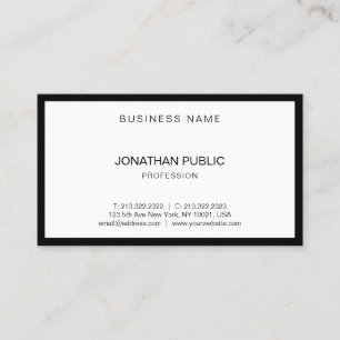 Tarjeta De Visita Moderno profesional blanco negro elegante Top