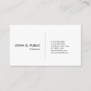 Tarjeta De Visita Moderno profesional blanco simple elegante