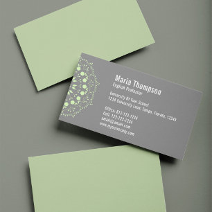 Tarjeta De Visita Moderno Profesional Chic Verde y Gris