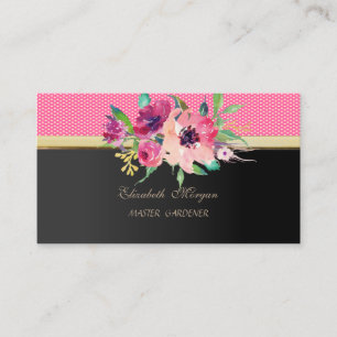 Tarjeta De Visita Moderno Profesional con Estilo - Flores Acuarela