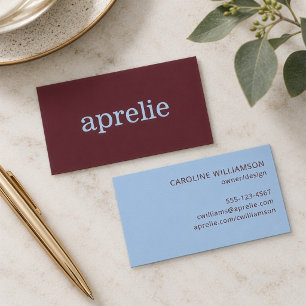 Tarjeta De Visita Moderno Profesional Creativo Burgundy Azul Tendenc
