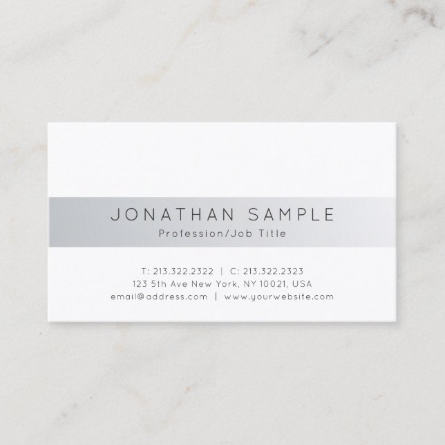 Tarjeta De Visita Moderno Profesional Creativo Simple Plata Plata (Anverso)