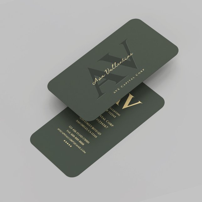 Tarjeta De Visita Moderno Profesional Dark Green Monogram Marketing (Modern Professional Dark Green Monogram Marketing Business Card
)