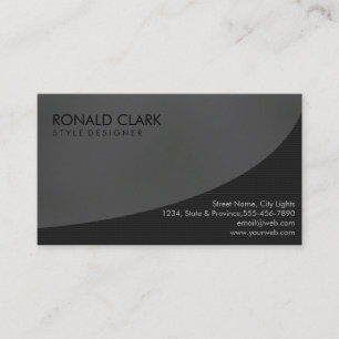 Tarjeta De Visita Moderno profesional de color negro gris simpleEleg