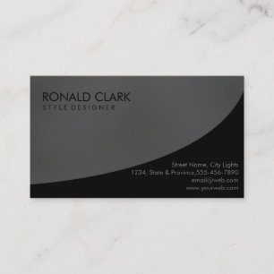 Tarjeta De Visita Moderno profesional de color negro gris simpleEleg