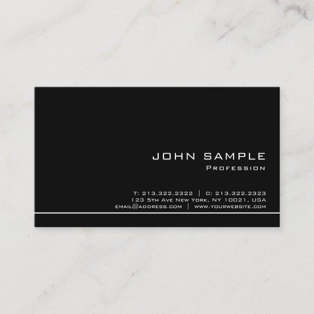 Tarjeta De Visita Moderno profesional de moda blanco negro semibrill (Anverso)