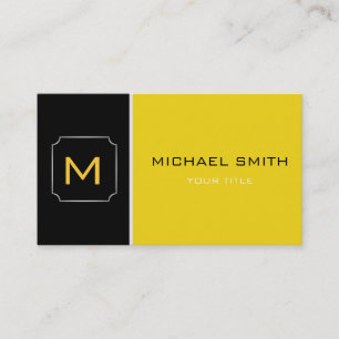 Tarjeta De Visita Moderno profesional elegante amarillo y negro 2