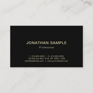 Tarjeta De Visita Moderno profesional Elegante Black Gold Plain Luxe