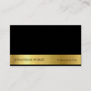 Tarjeta De Visita Moderno Profesional Elegante Black Gold Plain Luxe
