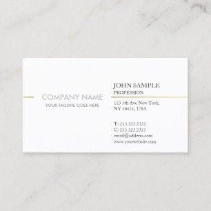 Tarjeta De Visita Moderno profesional elegante blanco dorado