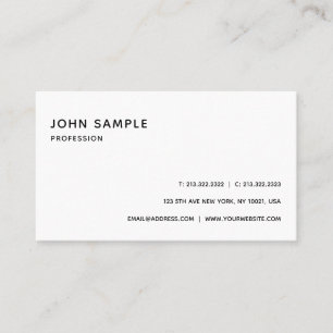 Tarjeta De Visita Moderno Profesional Elegante Blanco Simple