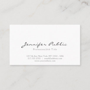 Tarjeta De Visita Moderno Profesional Elegante Blanco Simple Llanura
