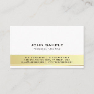 Tarjeta De Visita Moderno profesional elegante blanco y oro mate