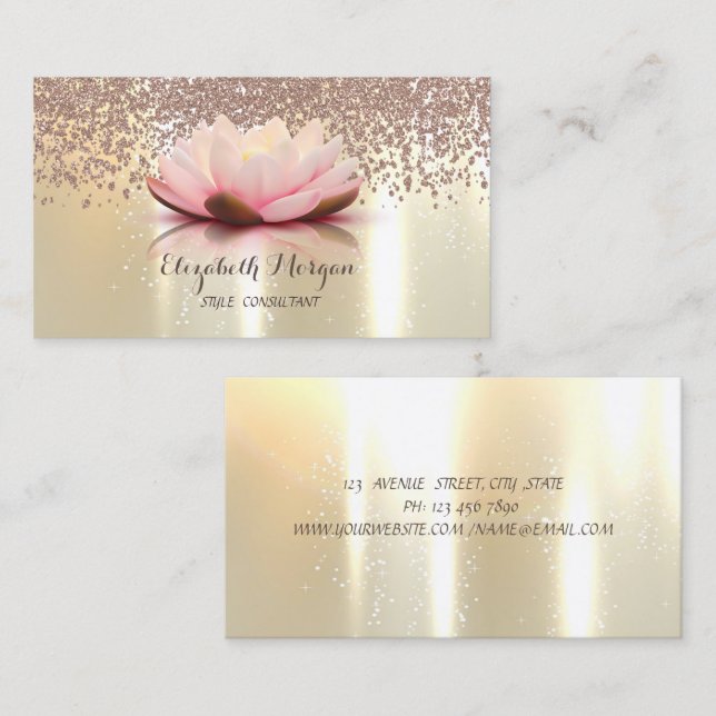 Tarjeta De Visita Moderno Profesional Elegante, Diamantes,Lotus (Anverso / Reverso)