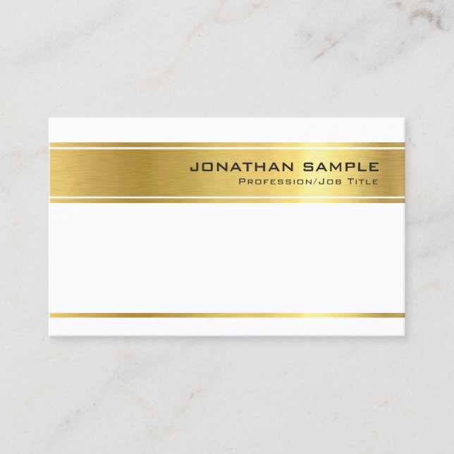 Tarjeta De Visita Moderno Profesional Elegante Gold Striped Luxury (Anverso)
