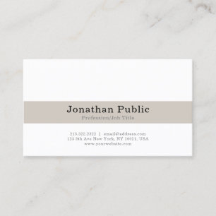 Tarjeta De Visita Moderno Profesional Elegante Llanura Beige Blanco