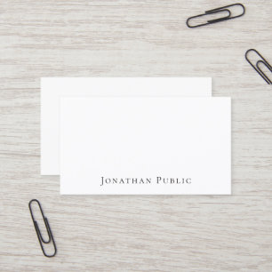 Tarjeta De Visita Moderno Profesional Elegante Llanura Blanca Sleek