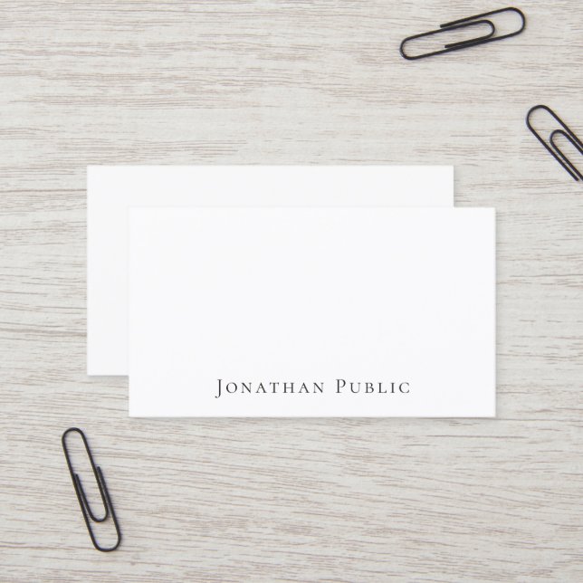 Tarjeta De Visita Moderno Profesional Elegante Llanura Blanca Sleek (Anverso/Reverso In Situ)