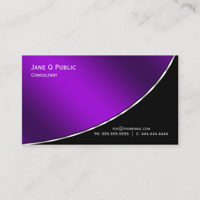 Tarjeta De Visita Moderno Profesional Elegante Luminoso Púrpura (Anverso)