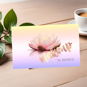 Tarjeta De Visita Moderno Profesional Elegante, Maquillaje, Loto