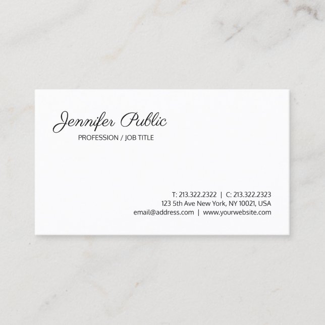 Tarjeta De Visita Moderno profesional Elegante Moda limpia Llanura b (Anverso)