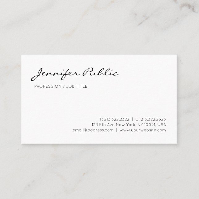 Tarjeta De Visita Moderno profesional Elegante Moda limpia Llanura b (Anverso)
