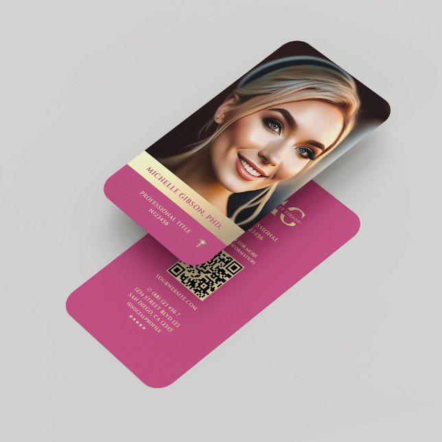 Tarjeta De Visita Moderno Profesional Elegante Monograma Oro Rosa Qr (Modern Professional Elegant Pink Gold Monogram Qr Business Card
)