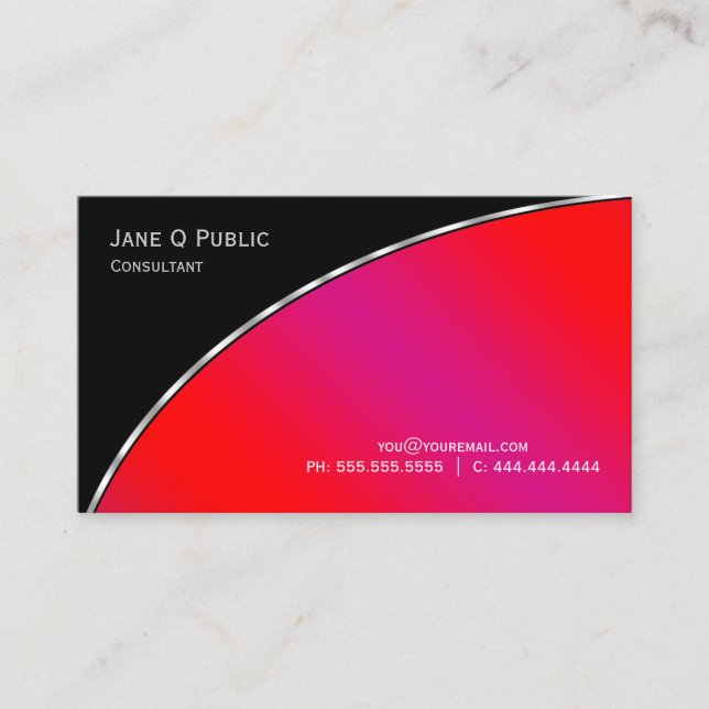 Tarjeta De Visita Moderno profesional elegante negro brillante Crims (Anverso)
