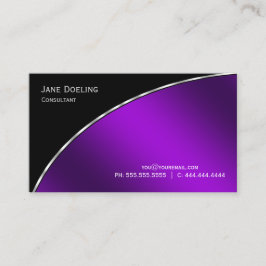 Tarjeta De Visita Moderno profesional elegante negro brillante morad
