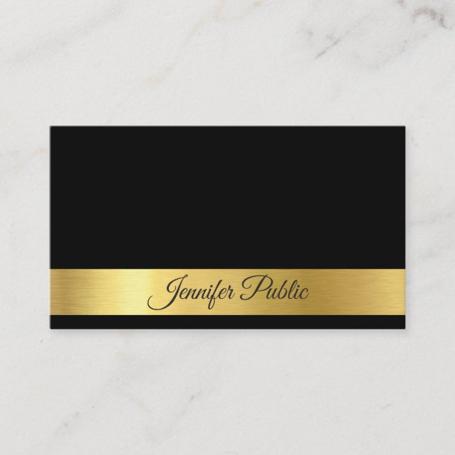 Tarjeta De Visita Moderno Profesional Elegante Negro Oro Lujo (Anverso)