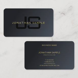 Tarjeta De Visita Moderno Profesional Elegante Negro Y Lujo De Oro