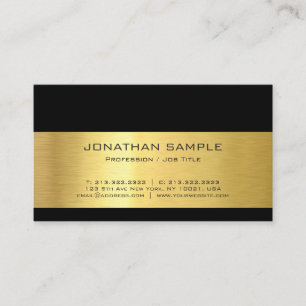 Tarjeta De Visita Moderno profesional elegante negro y oro de moda