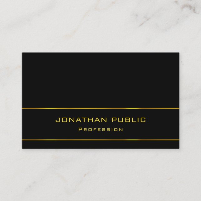 Tarjeta De Visita Moderno Profesional Elegante Nombre Dorado Texto N (Anverso)
