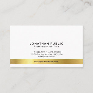 Tarjeta De Visita Moderno Profesional Elegante Oro Blanco Simple